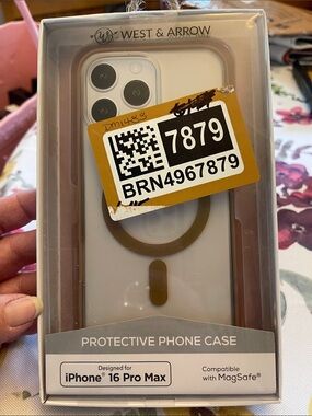 West & Arrow Protective iPhone 16 Pro Max Case - Clear with Brown Edges